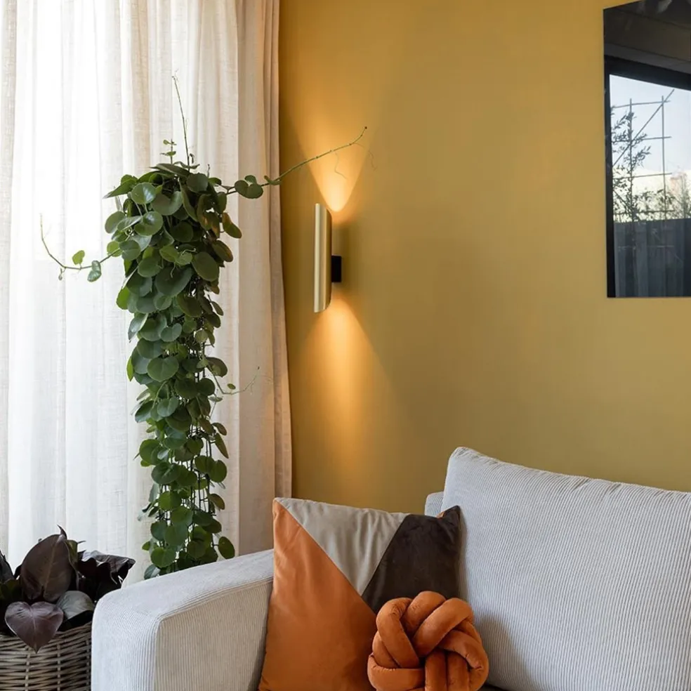 Hot Straluma Chique wandlamp solid brass met zwart up+down