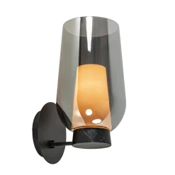 Fashion Straluma Chique wandlamp zwart marmer met smoke glas