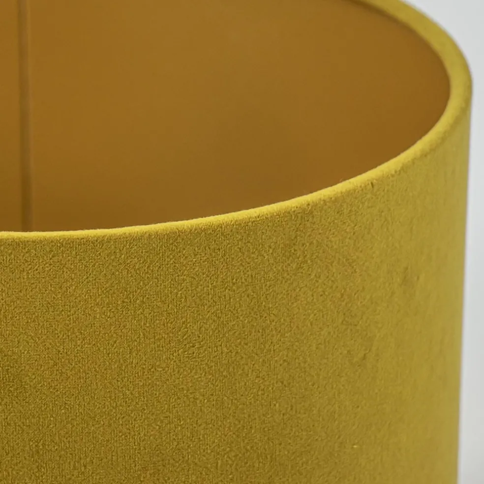 Store Straluma Cilinder kap fluweel oker geel met goud 25 cm