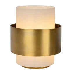Hot Straluma Cilinder tafellamp mat goud mat opaal glas