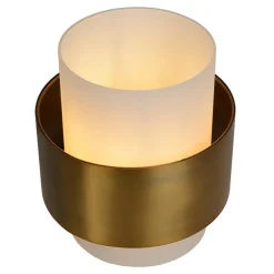 Hot Straluma Cilinder tafellamp mat goud mat opaal glas