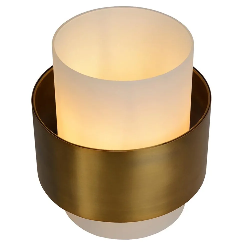 Hot Straluma Cilinder tafellamp mat goud mat opaal glas