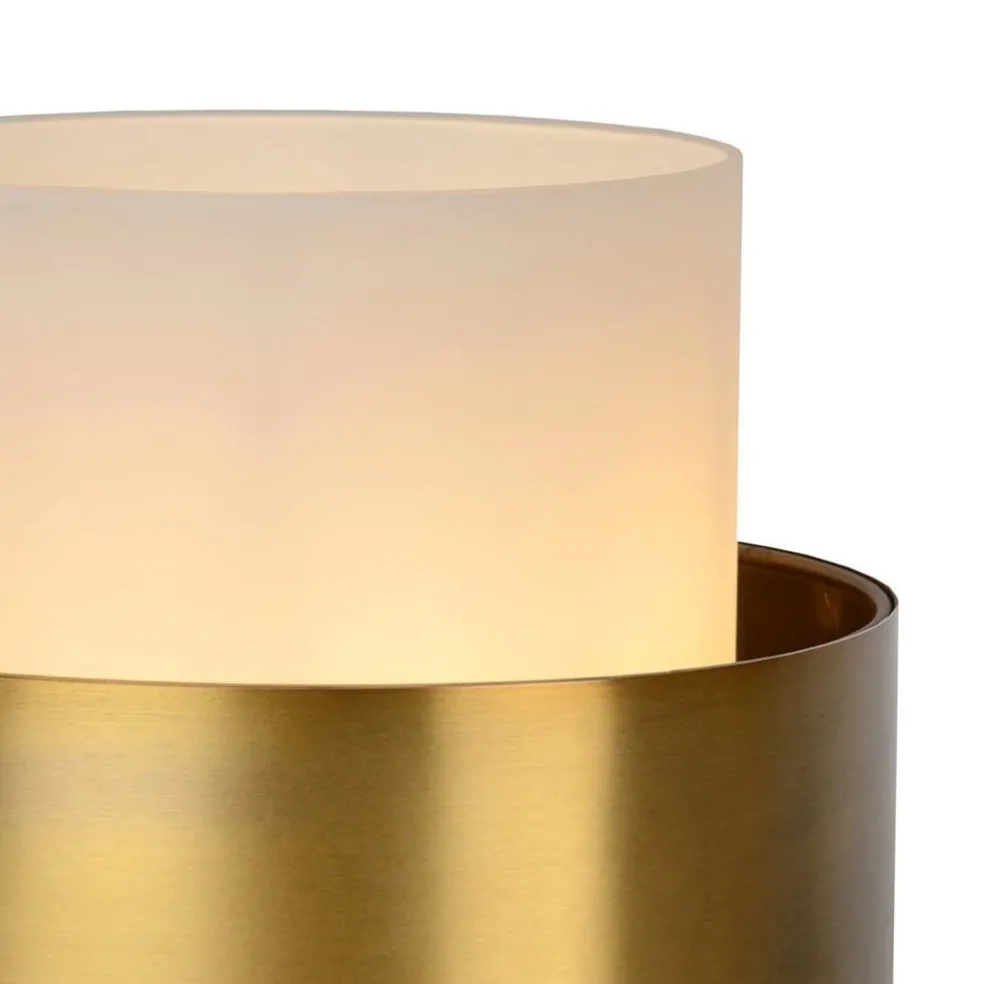 Hot Straluma Cilinder tafellamp mat goud mat opaal glas