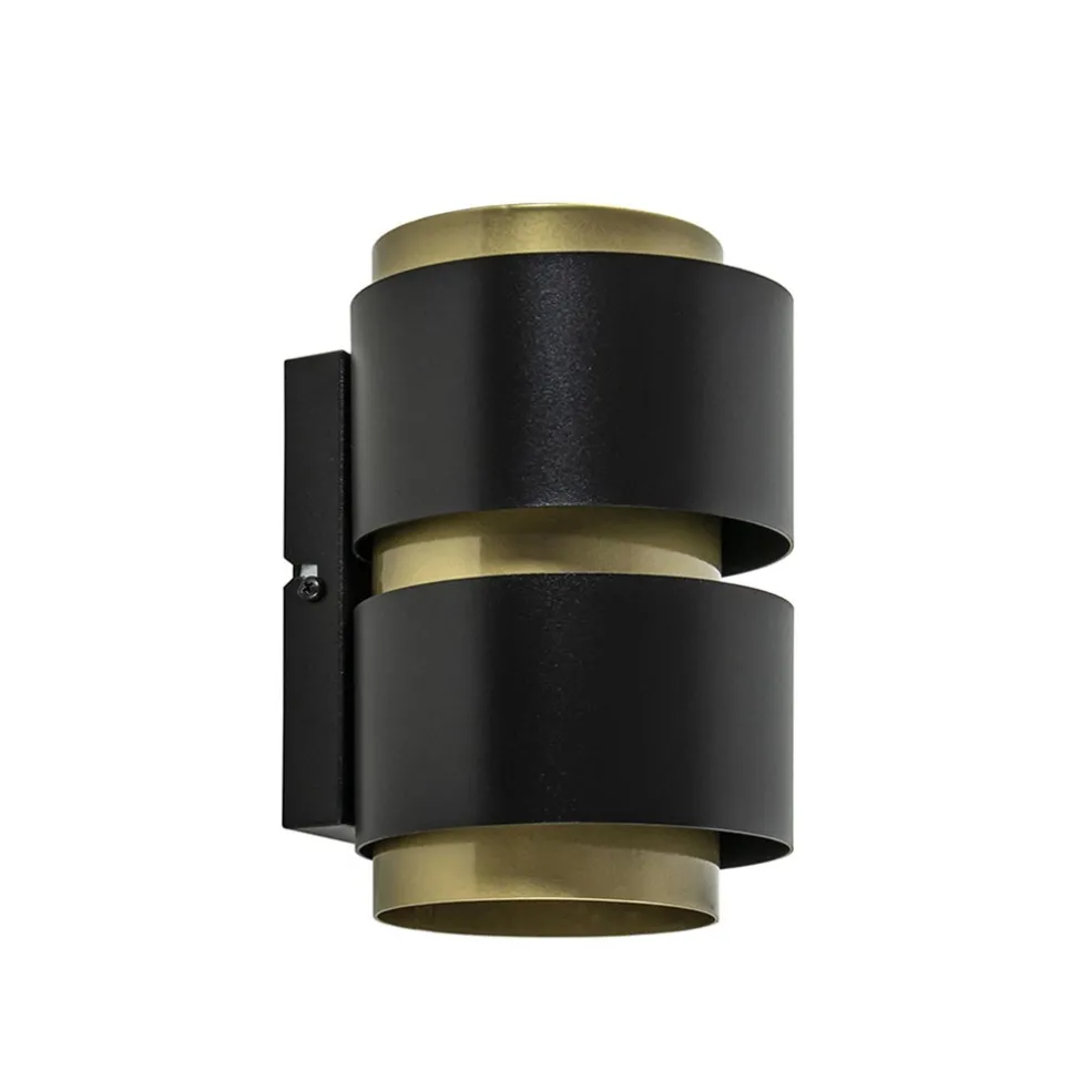 Best Straluma Cilinder wandlamp G9 mat zwart met goud