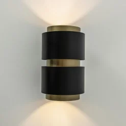 Best Straluma Cilinder wandlamp G9 mat zwart met goud