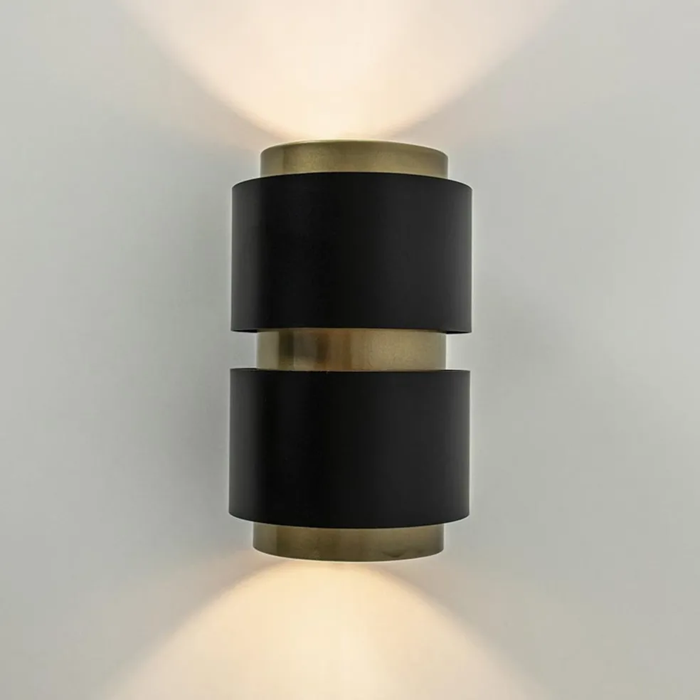 Best Straluma Cilinder wandlamp G9 mat zwart met goud