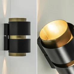 Best Straluma Cilinder wandlamp G9 mat zwart met goud