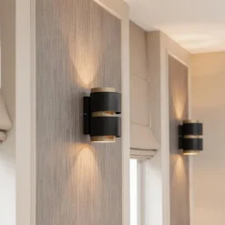 Best Straluma Cilinder wandlamp G9 mat zwart met goud