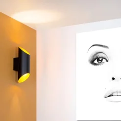 New Straluma Cilinder wandlamp zwart goud up+down