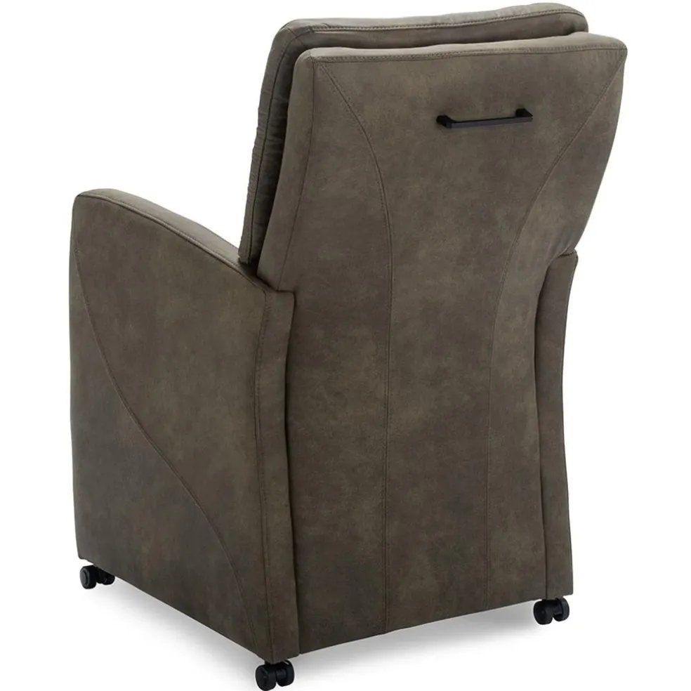 Store Straluma Comfortabele armstoel olijf groen met wieltjes en handgreep