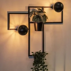 Sale Straluma Decoratieve wandlamp zwart met 2 plantenpotten