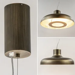 Discount Straluma Design LED hanglamp koepel brushed brons met goldleaf