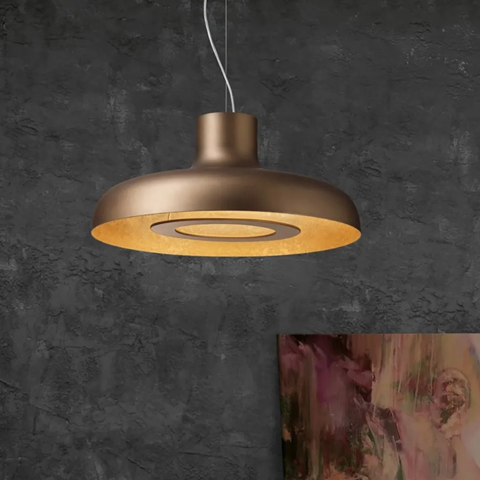 Discount Straluma Design LED hanglamp koepel brushed brons met goldleaf