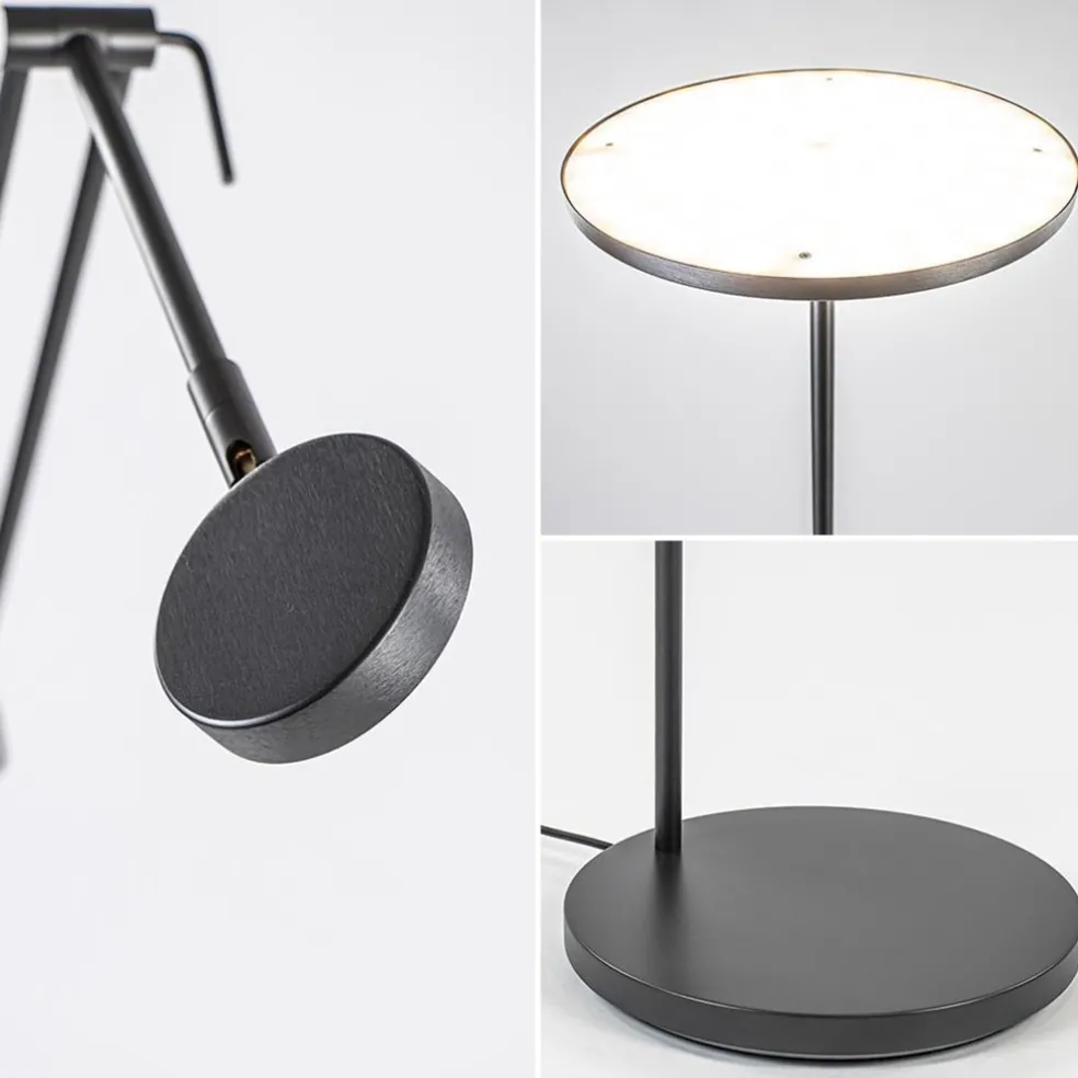 New Straluma Design LED uplighter met leesarm zwart geborsteld staal