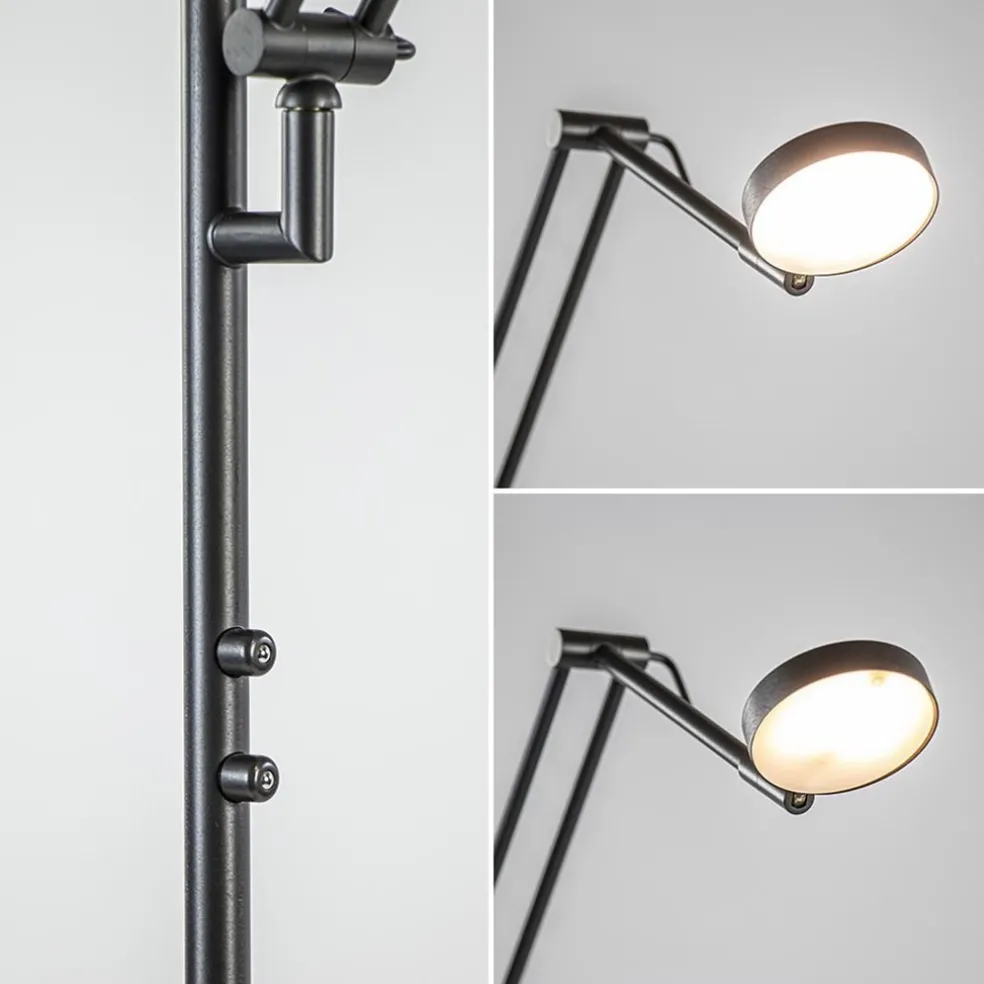 New Straluma Design LED uplighter met leesarm zwart geborsteld staal