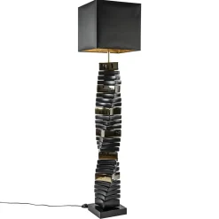 Online Straluma Design vloerlamp keramiek zwart/goud met zwarte kap
