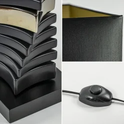 Online Straluma Design vloerlamp keramiek zwart/goud met zwarte kap