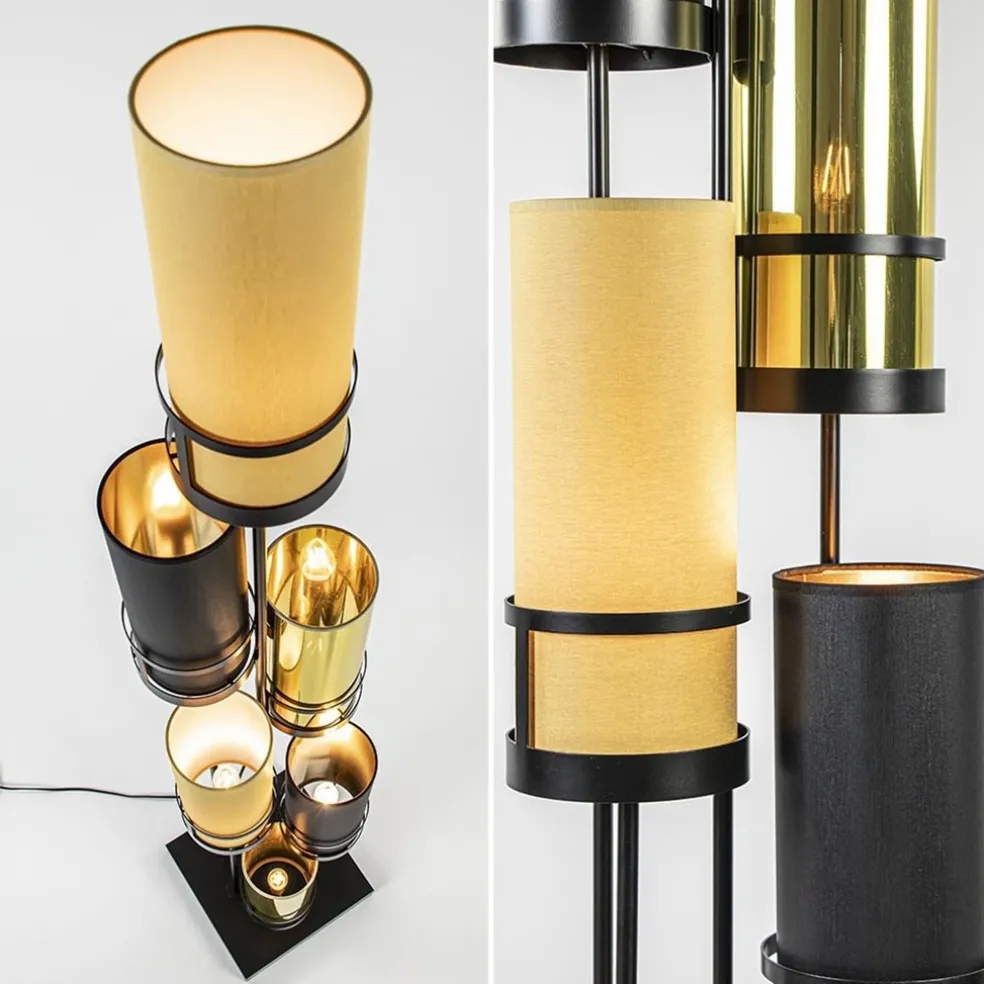 Online Straluma Design vloerlamp met cilinder kappen zwart/goud