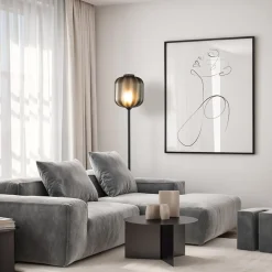 Shop Straluma Design vloerlamp zwart met mat zwarte glazen kap