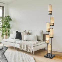 Online Straluma Design vloerlamp zwart met webbing kappen