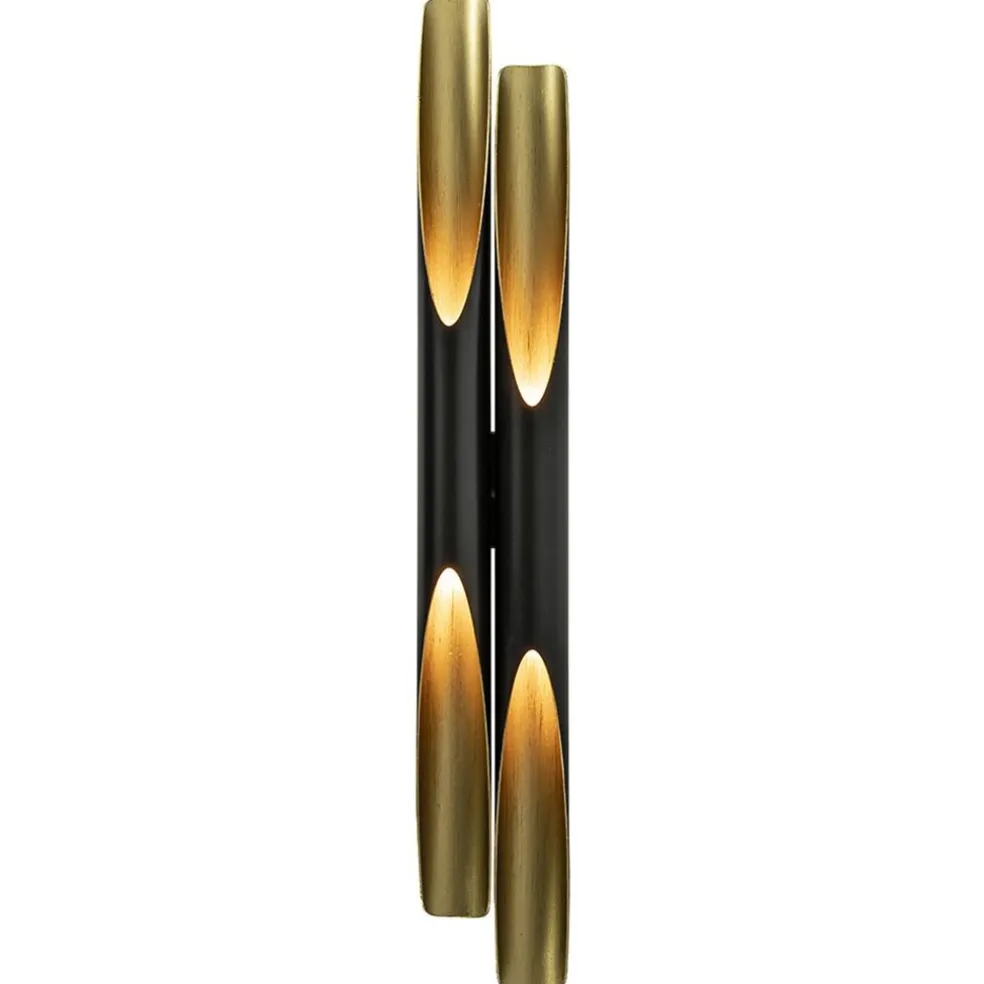 Sale Straluma Design wandlamp Pipes mat zwart met goud