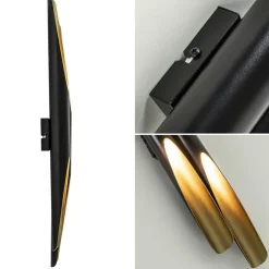 Sale Straluma Design wandlamp Pipes mat zwart met goud