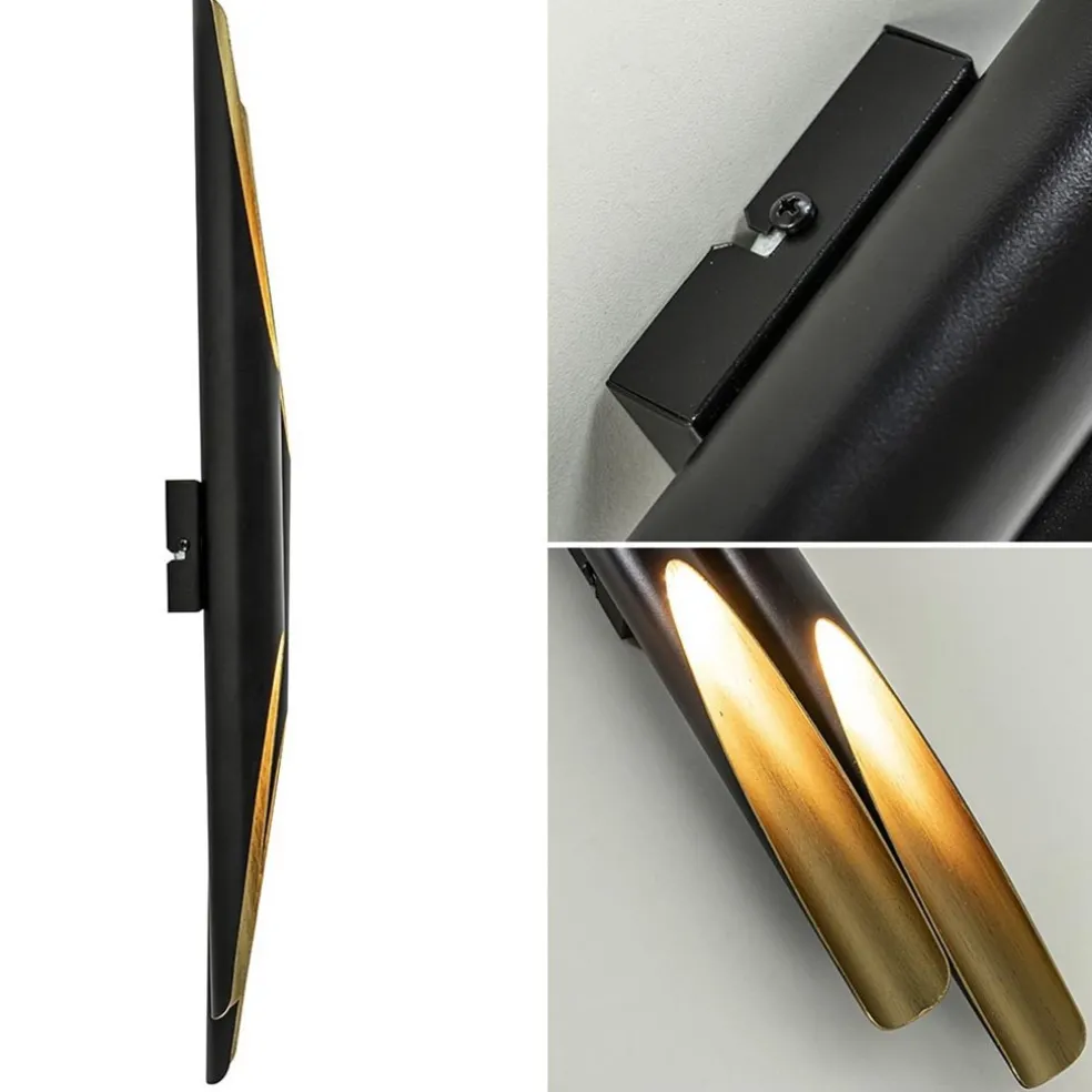 Sale Straluma Design wandlamp Pipes mat zwart met goud