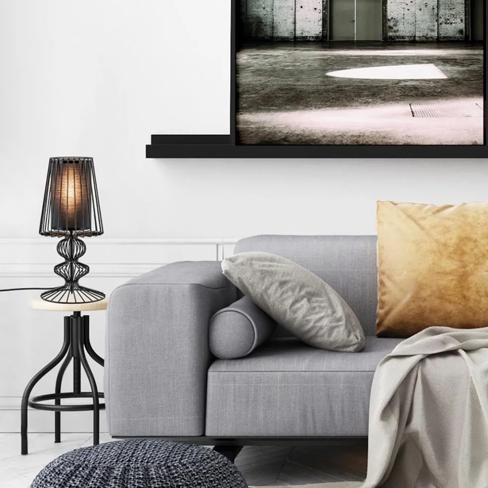 Discount Straluma Draad tafellamp zwart met cilinder kap