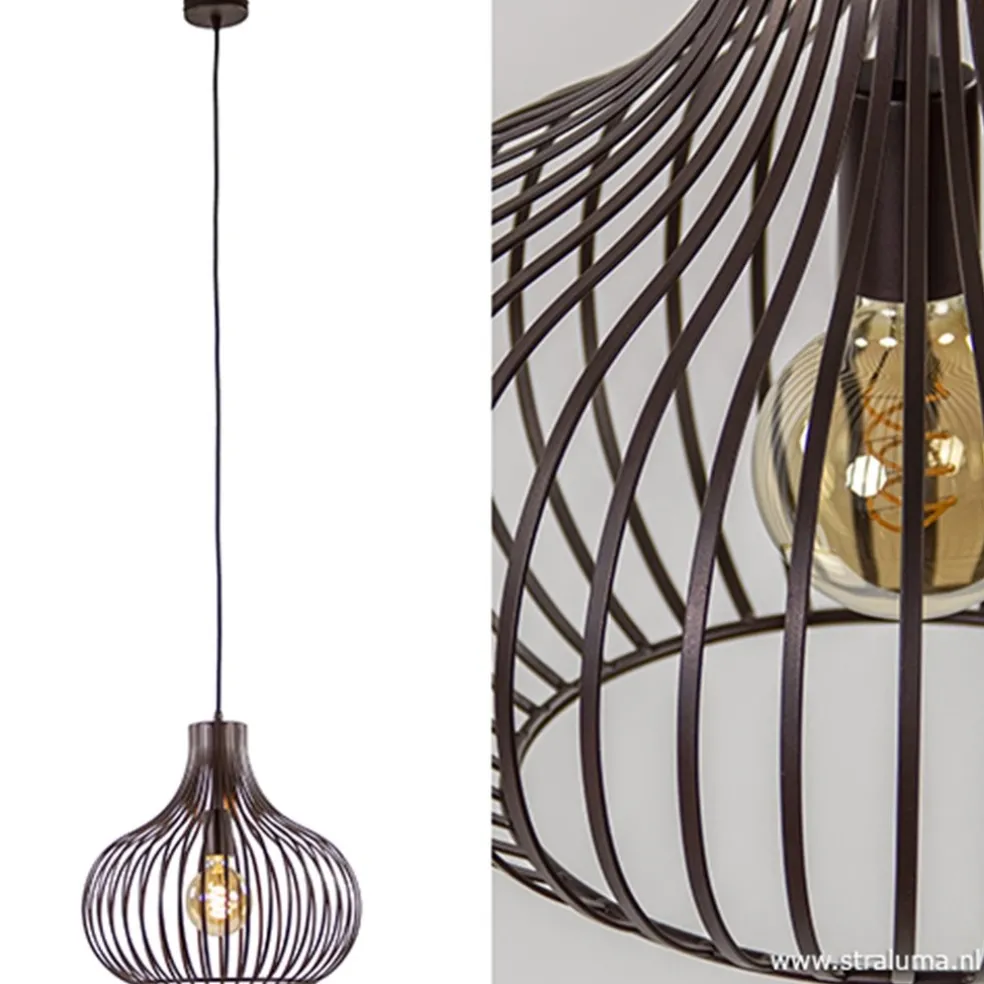 New Straluma Draadhanglamp landelijk brons-bruin 38cm