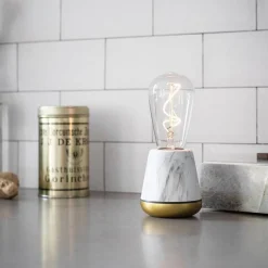 Clearance Straluma Draadloze tafellamp wit marmer met heldere lichtbron dimbaar