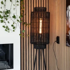 Clearance Straluma Driepoot vloerlamp Gruaro zwart met brons