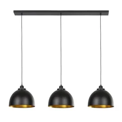 Clearance Straluma Eettafel hanglamp Kylie 3- lichts zwart-goud