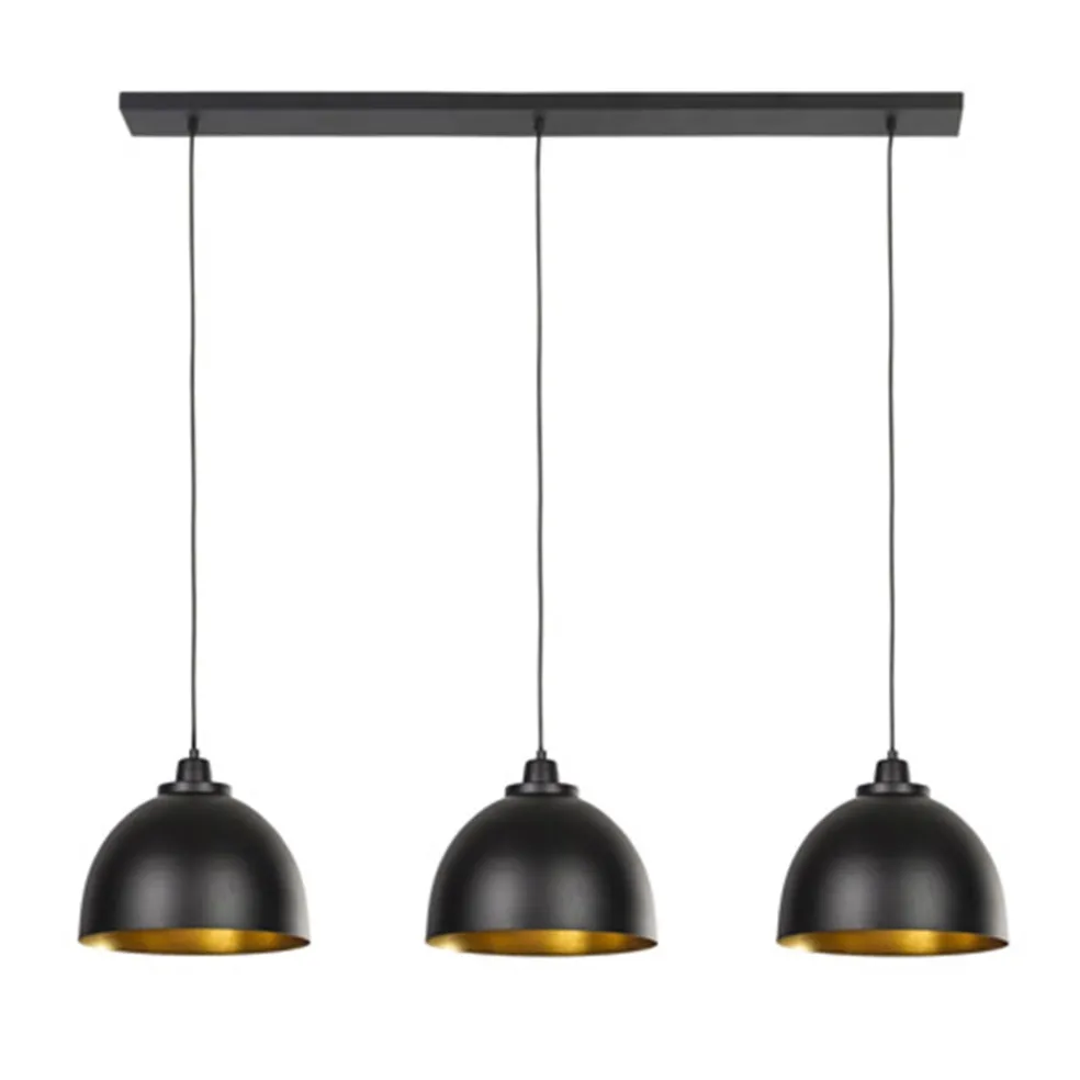 Clearance Straluma Eettafel hanglamp Kylie 3- lichts zwart-goud
