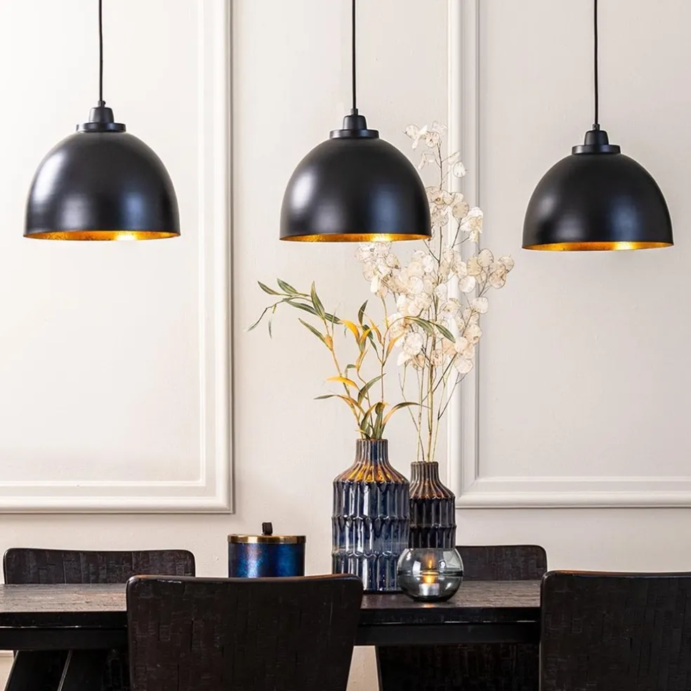 Clearance Straluma Eettafel hanglamp Kylie 3- lichts zwart-goud