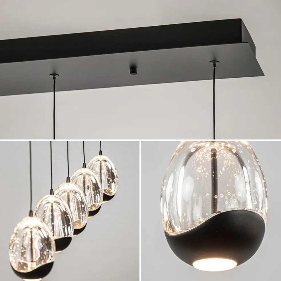 Store Straluma Eettafelhanglamp Clear Egg met zwart inclusief LED