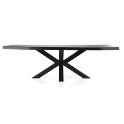Discount Straluma Eiken boomstam tafel met spinpoot zwart 240x100 cm