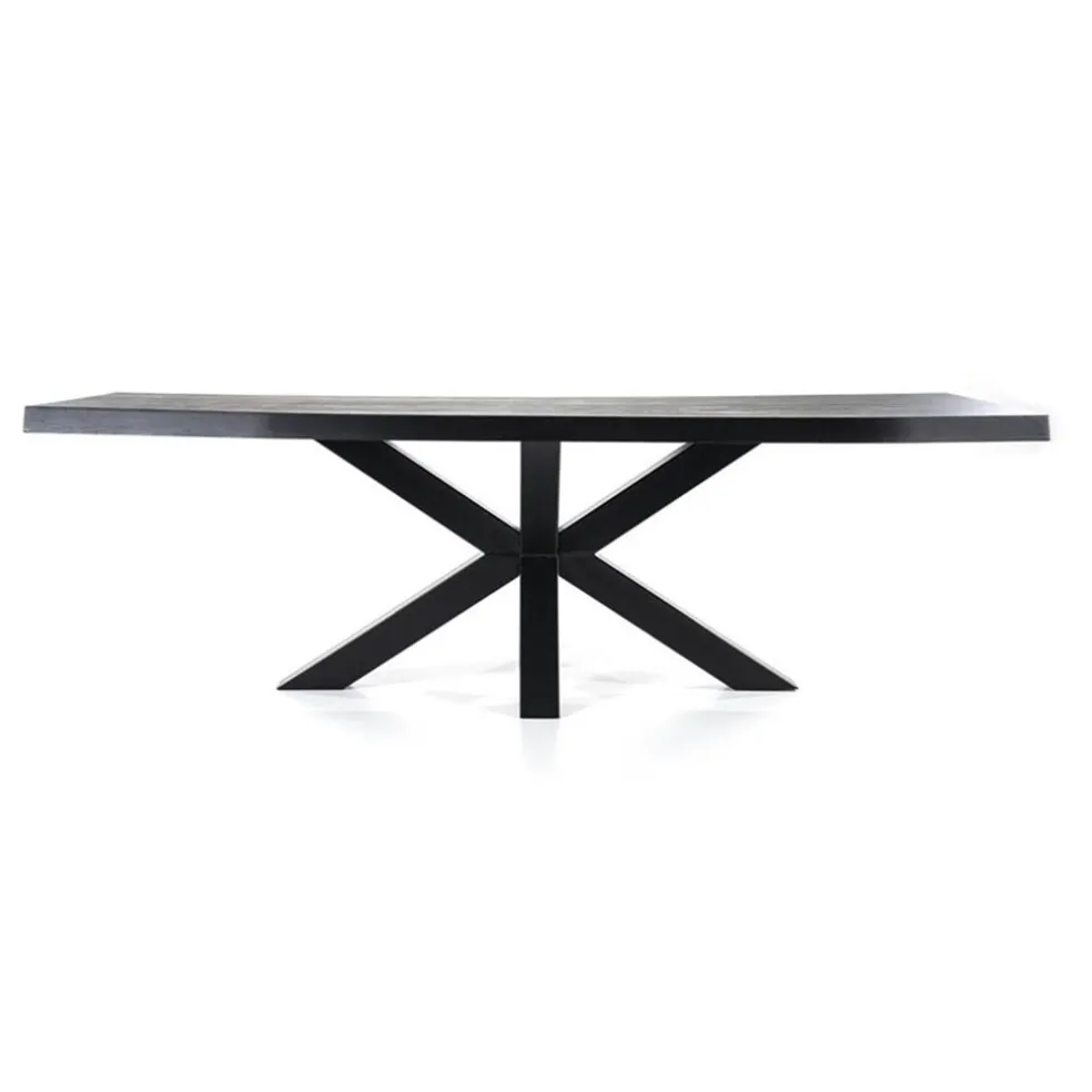 Discount Straluma Eiken boomstam tafel met spinpoot zwart 240x100 cm