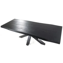 Discount Straluma Eiken boomstam tafel met spinpoot zwart 240x100 cm