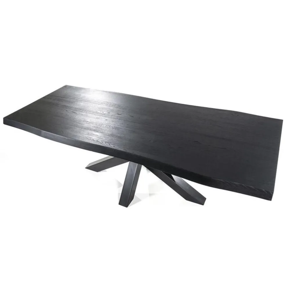 Discount Straluma Eiken boomstam tafel met spinpoot zwart 240x100 cm
