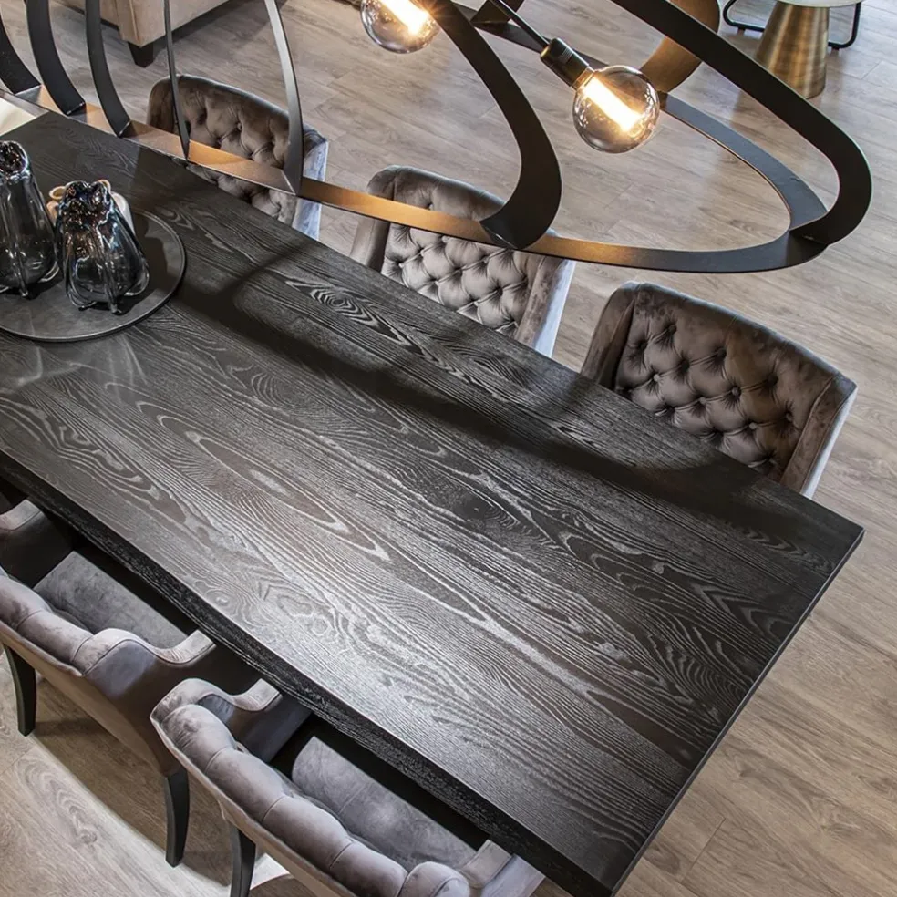 Discount Straluma Eiken boomstam tafel met spinpoot zwart 240x100 cm