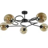 New Straluma Elegante 5-lichts plafondlamp met amber glazen bollen