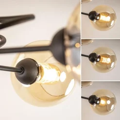 New Straluma Elegante 5-lichts plafondlamp met amber glazen bollen