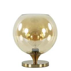 Outlet Straluma Elegante tafellamp donker goud met amber glazen bol 25 cm