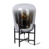 Outlet Straluma Elegante tafellamp zwart frame met smoke glazen kap