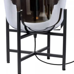 Outlet Straluma Elegante tafellamp zwart frame met smoke glazen kap
