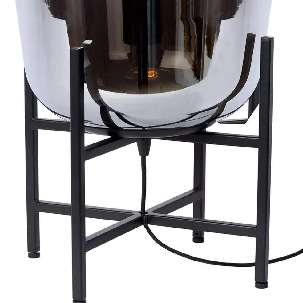 Outlet Straluma Elegante tafellamp zwart frame met smoke glazen kap