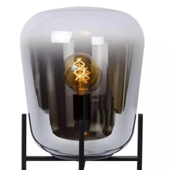 Outlet Straluma Elegante tafellamp zwart frame met smoke glazen kap