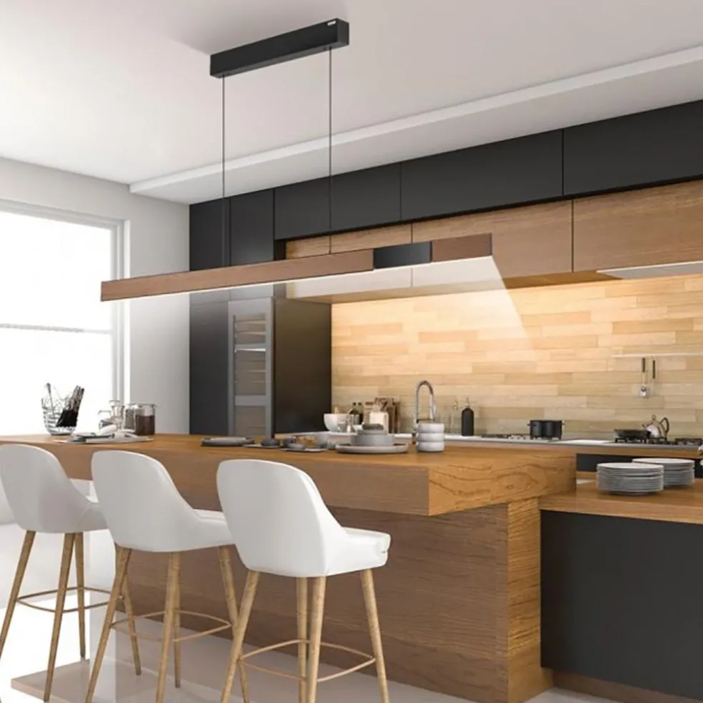Hot Straluma Elektrisch verstelbare LED hanglamp zwart met hout