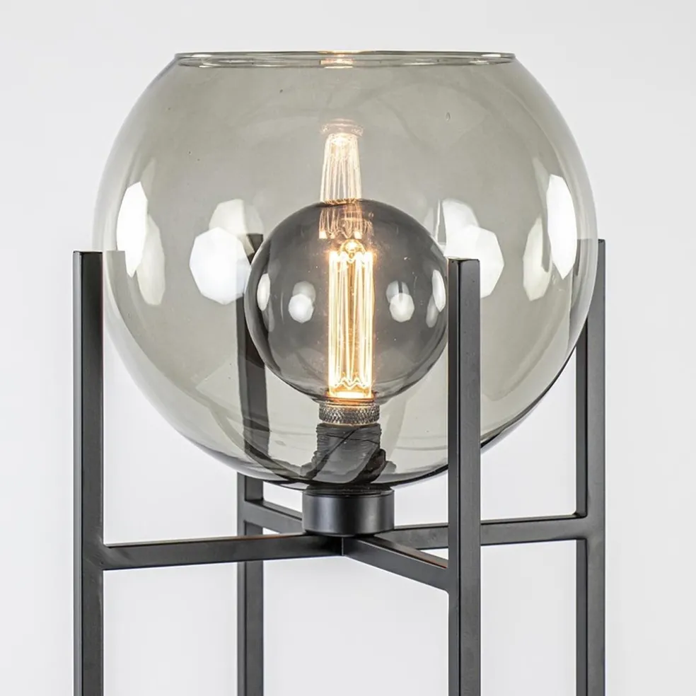 Flash Sale Straluma Frame vloerlamp mat zwart met smoke glazen bol