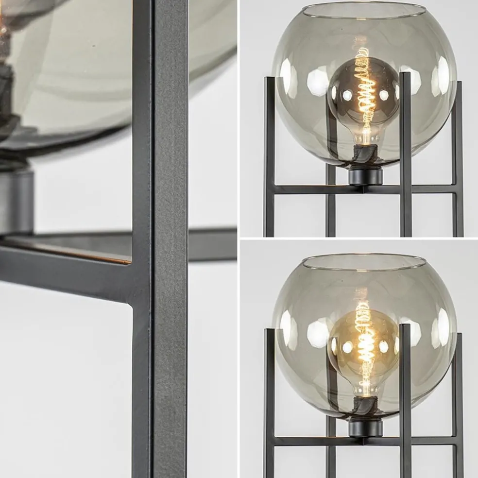 Flash Sale Straluma Frame vloerlamp mat zwart met smoke glazen bol